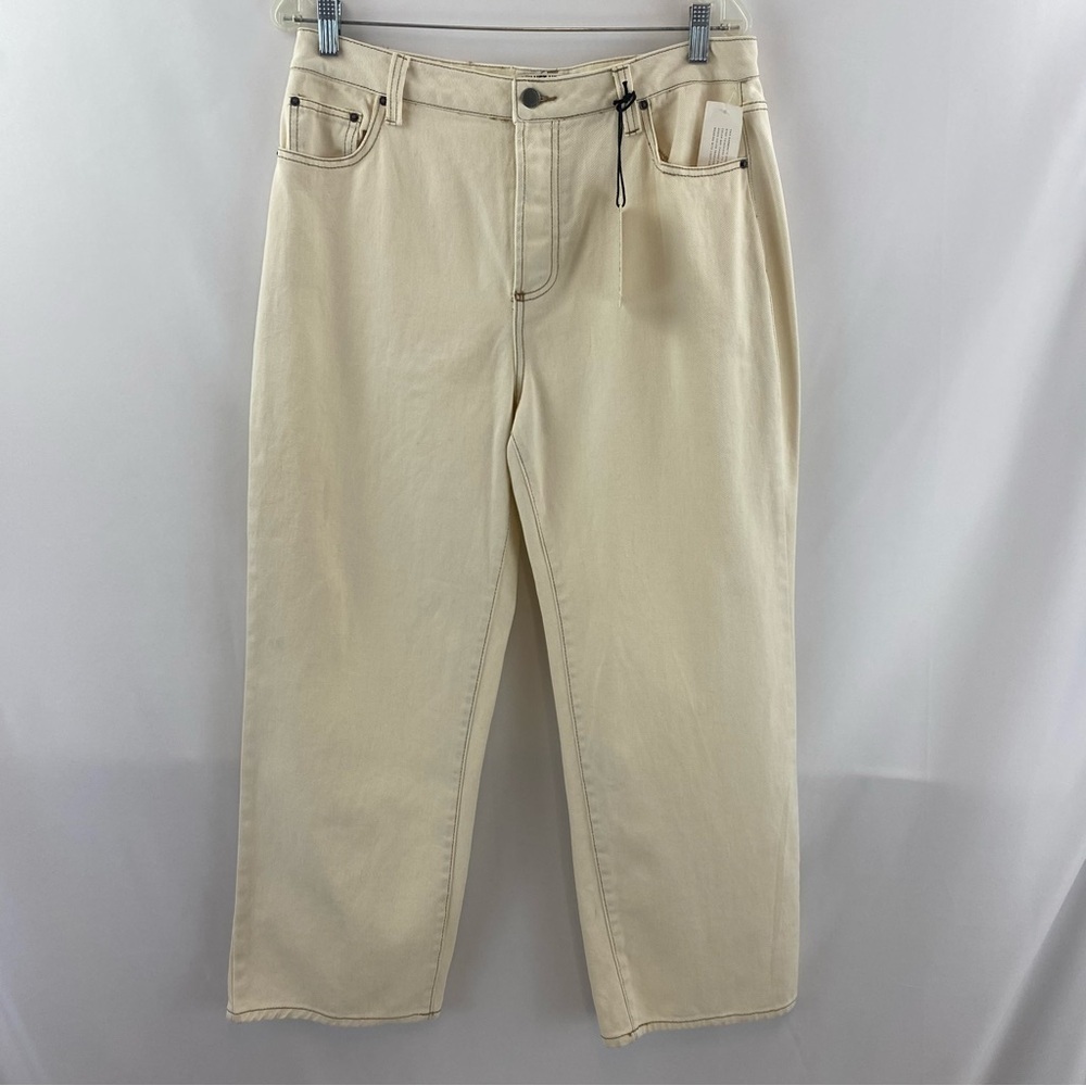 NWT Velvet Heart Dawson‎ High Rise Wide Leg Ankle Pant Size M Cream / Ecru